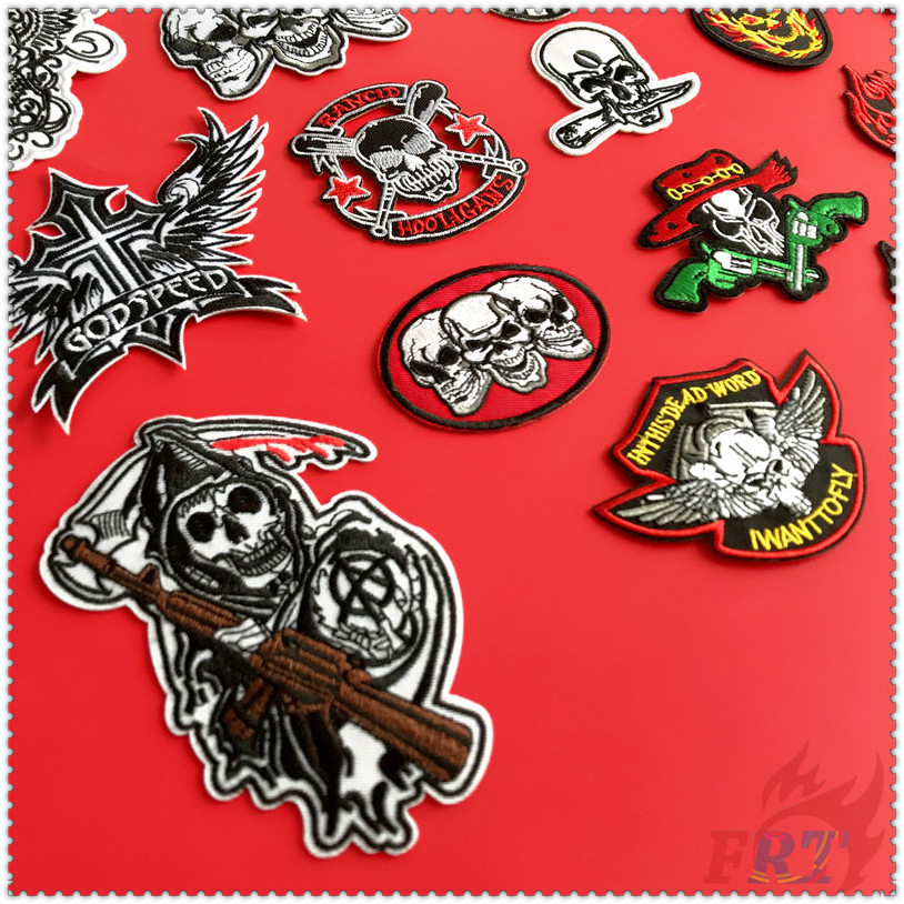 Miếng dán ủi quần áo phong cách Punk Skull Series 03