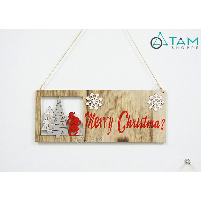 Bảng treo cửa Giáng sinh bằng gỗ Merry Christmas số 29