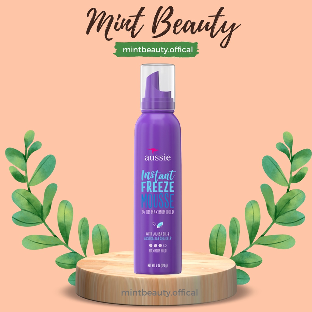Kem mousse giữ nếp tóc xoăn, hippie 24h Aussie Instant Freeze Hair Mousse 170g của Mỹ