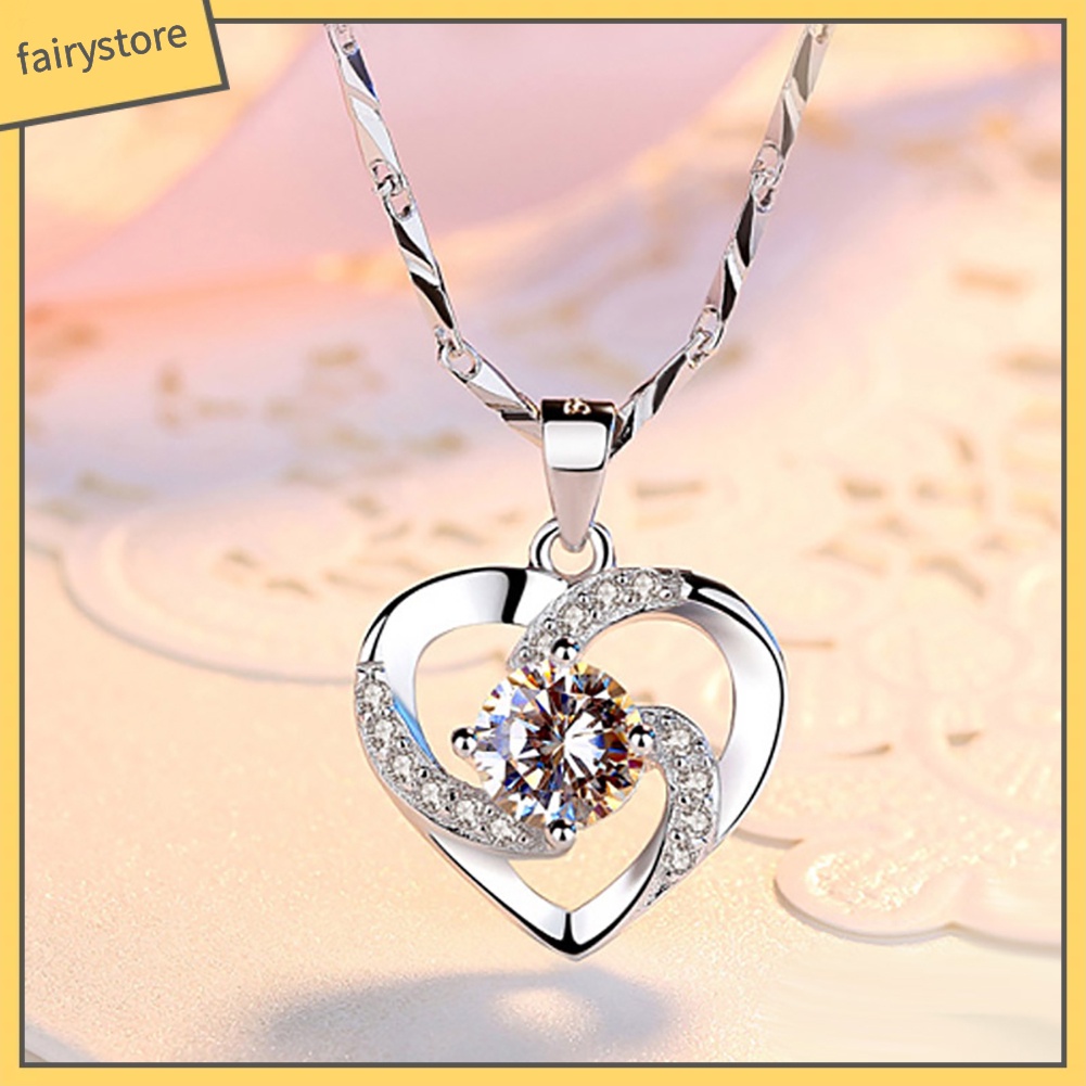 Mặt dây chuyền hình trái tim đính đá kiểu dáng thời trang cho nữ