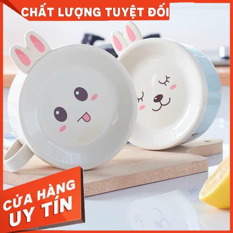 Bát Ăn Dặm Inox 2 lớp Cách Nhiệt Cho Bé Có Tay Cầm Nắp Đậy Kèm Thìa Muỗng, Chén ăn cháo,