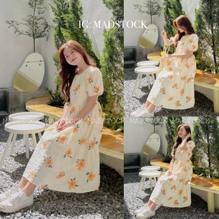 Váy hoa babydoll dáng dài *Orange daisy* 2 lớp vải mềm mại thoải mái