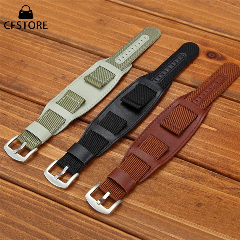 Dây đeo đồng hồ thay thết chất liệu nylon phối da kích cỡ18mm 20mm 22mm 24mm