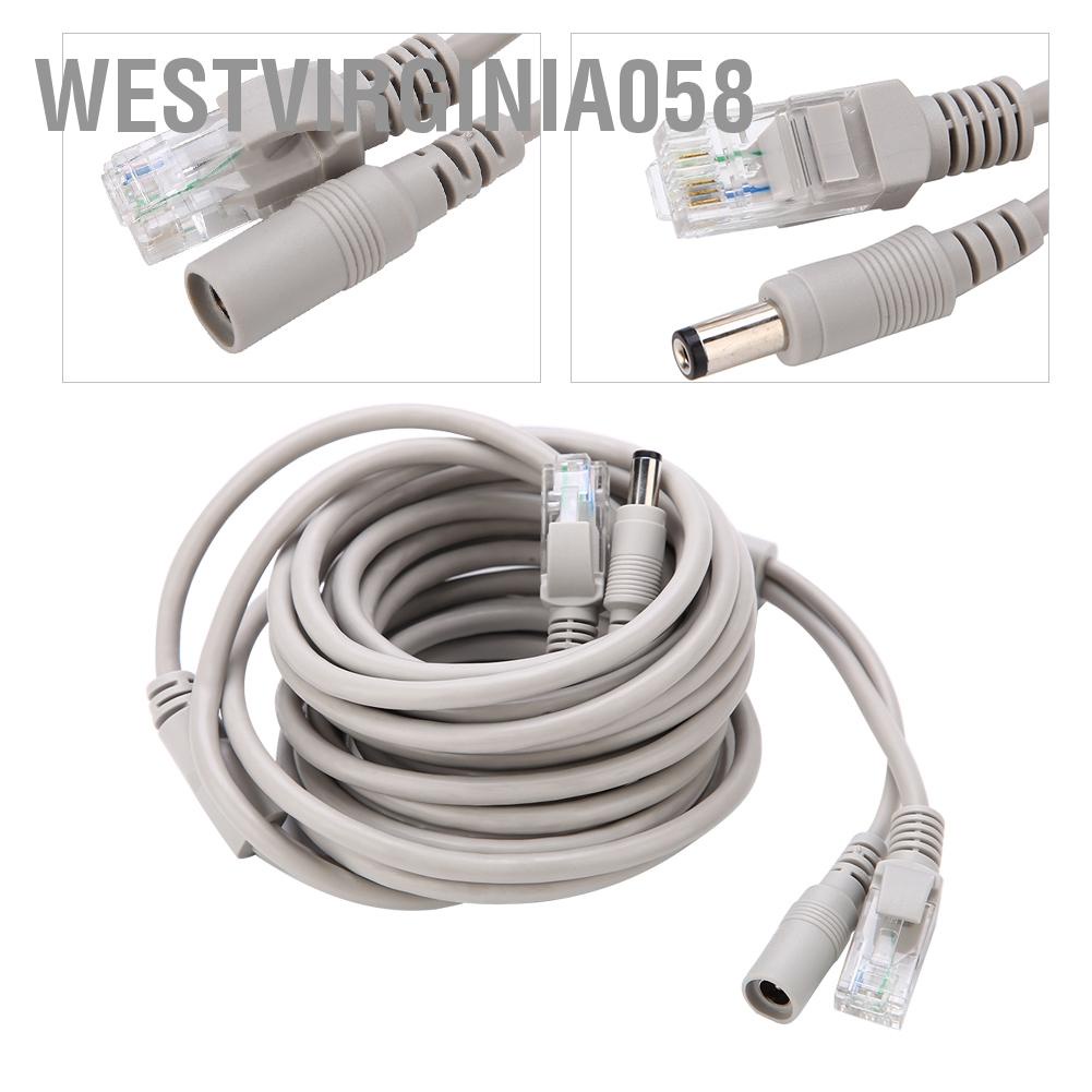 Westvirginia058 5M/10M/15M/20M RJ45+DC Ethernet CCTV Cable for IP Cameras NVR System 10Mbps/100Mbps