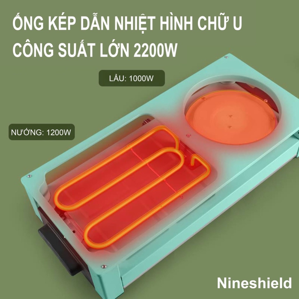 [SỈ] BẾP LẨU NƯỚNG, NỒI LẨU NƯỚNG 2IN1 CHỮ NHẬT NINESHIELD VỪA LẨU VỪA NƯỚNG [BẢO HÀNH 12 THÁNG]