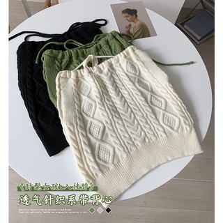 Áo dệt kim hai dây phối cà vạt thời trang cho nữ