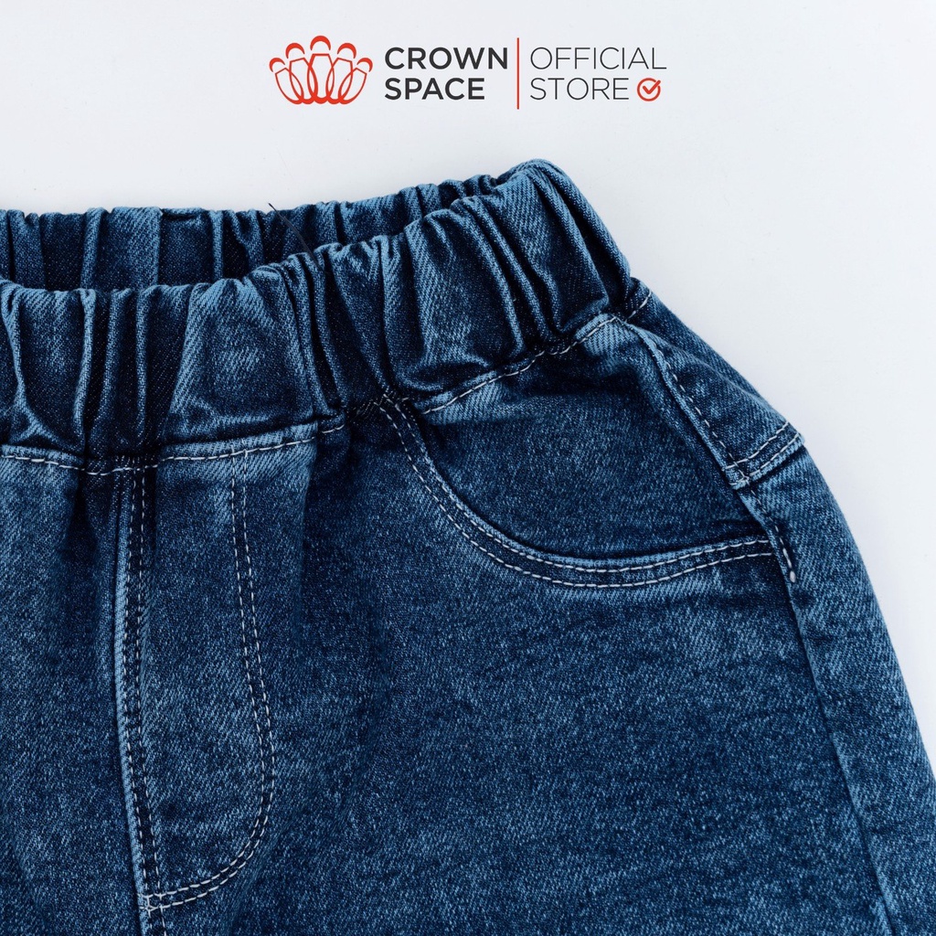 Quần Jeans Bé Trai Crown Space Cao Cấp CKBL2711405-Siêu Nhẹ Chống Nhăn, Xanh Pastel Chuẩn Anh Quốc Size 22kg-36kg