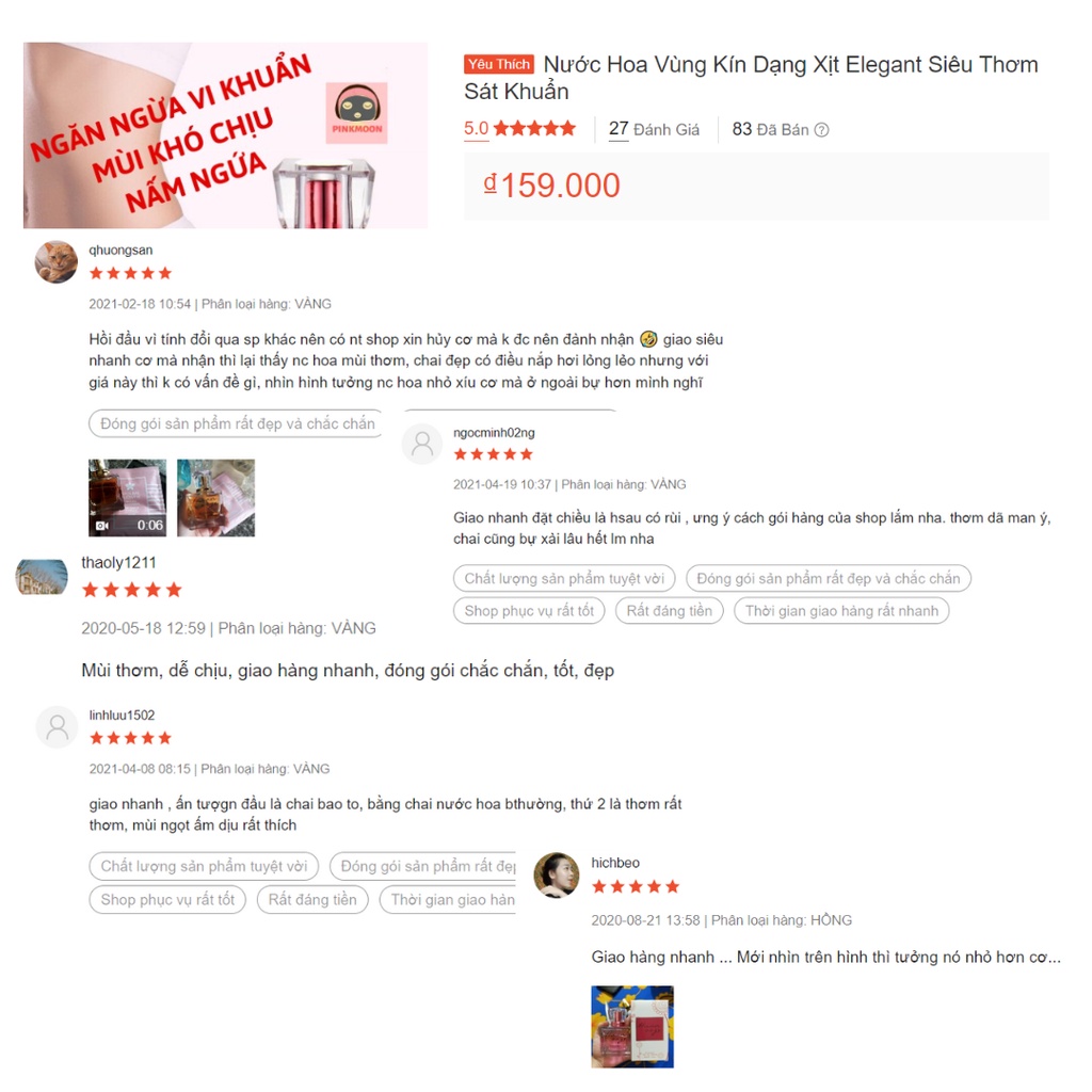 Nước Hoa Vùng Kín Dạng Xịt Elegant Siêu Thơm Sát Khuẩn