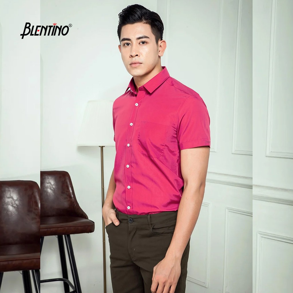 Blentino Áo sơ mi ngắn tay nam màu đỏ BSS07