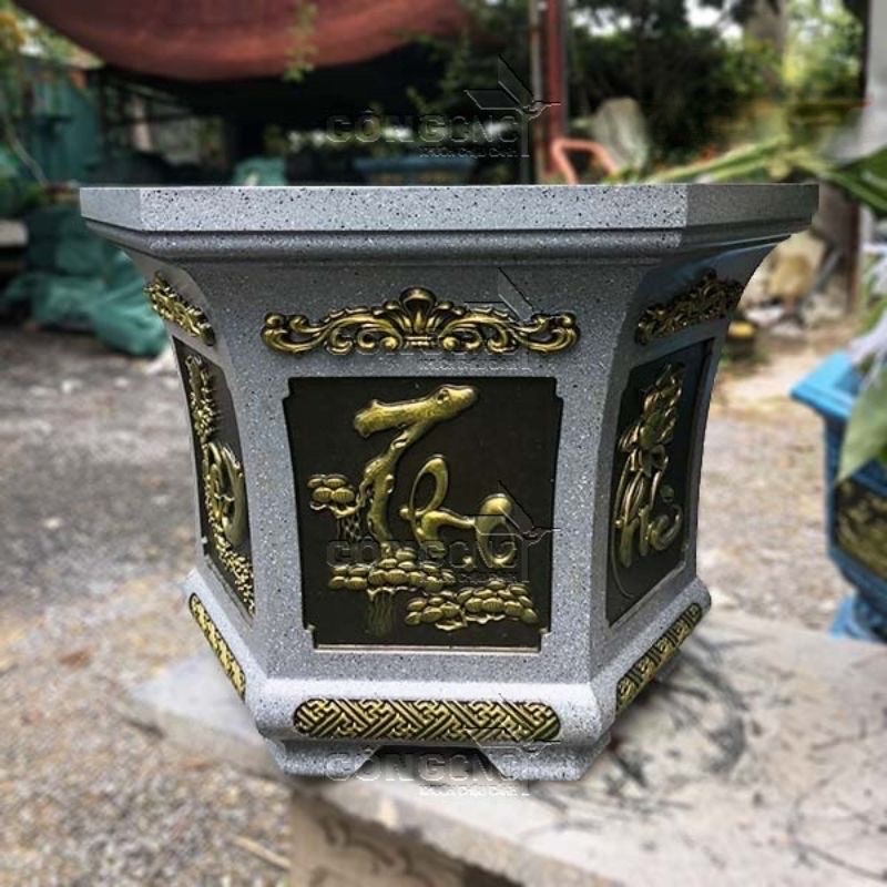 Khuôn chậu lục giác 58 Việt Nam Phúc Lộc Thọ và Thuyền