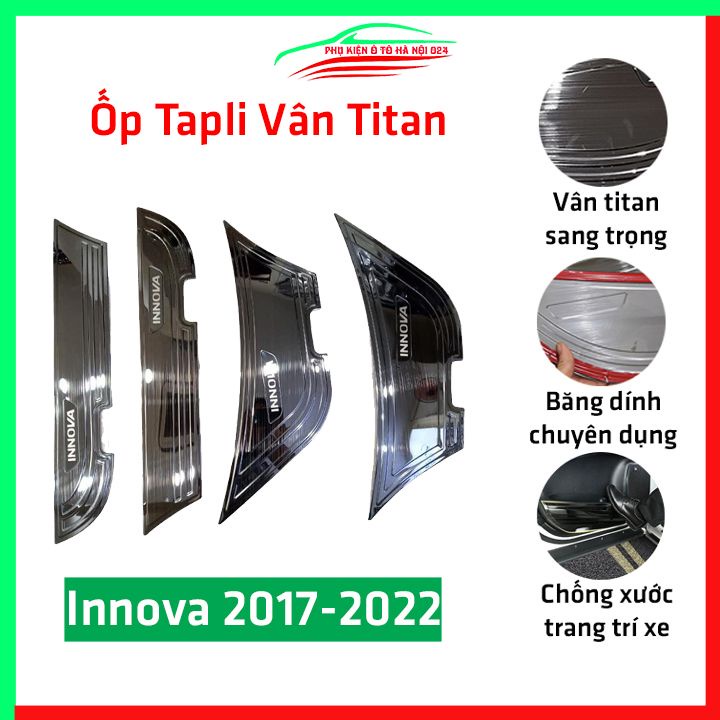 Bộ ốp tapli Innova 2017-2020 vân Titan chống xước va đập khi mở cửa và làm đẹp xe