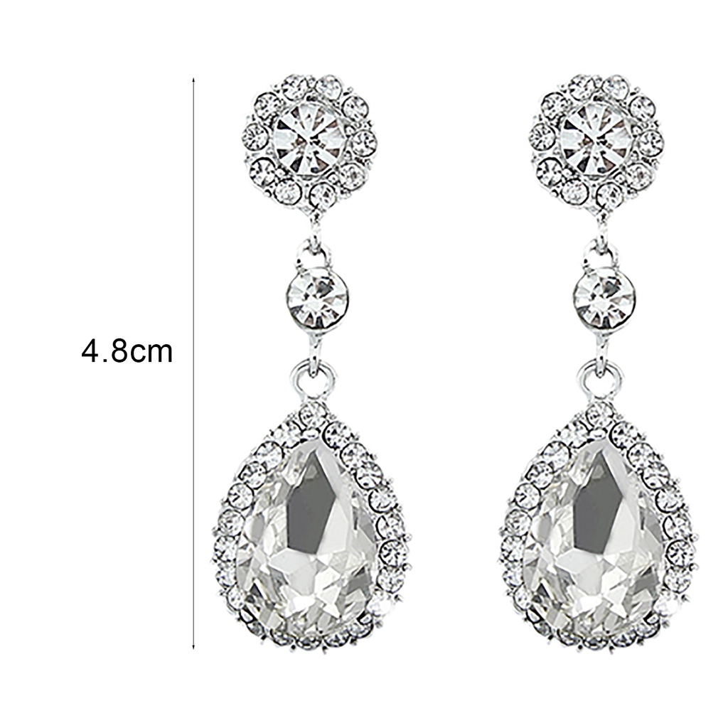 Khuyên tai đính đá hình giọt nước phong cách sang trọng thanh lịch dành cho nữ