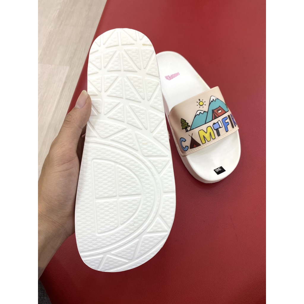 Dép quai ngang nữ Shoopen Camping hình in 3D cắm trại