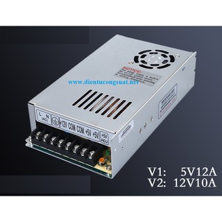 Nguồn tổ ong 2 đầu ra 5V12A 12V10A
