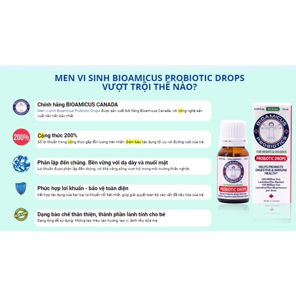 Men vi sinh Bioamicus Complete 10 chủng hỗ trợ tiêu hóa, giúp bé ăn ngon, tăng cường miễn dịch