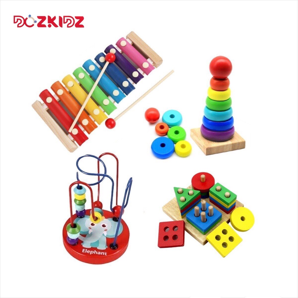 Combo 4 món đồ chơi giáo dục sớm phát triển toàn diện kỹ năng cho bé 0-3 tuổi - DOZKIDZ