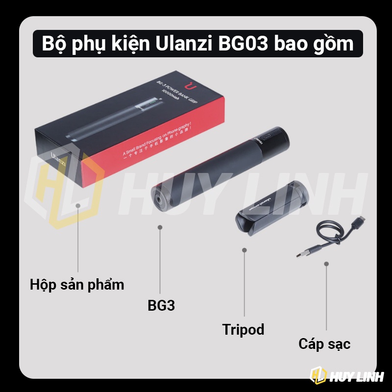 Ulanzi BG3 Pin 10,000 Mah - Tay cầm kiêm pin sạc dự phòng cho Spotcam, điện thoại, máy ảnh