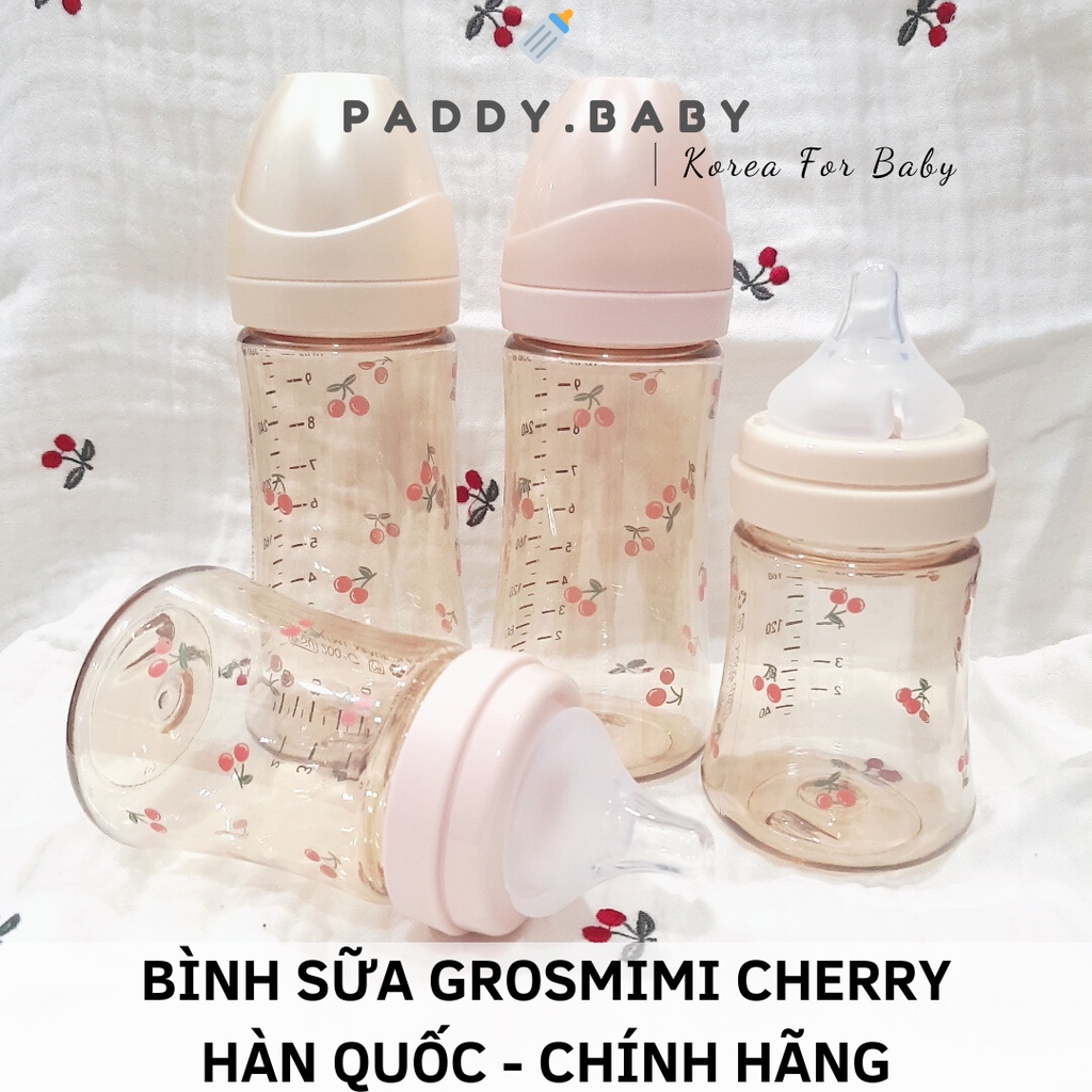 <Có Sẵn> Bình sữa 𝗚𝗿𝗼𝘀𝗺𝗶𝗺𝗶 𝗖𝗵𝗲𝗿𝗿𝘆 𝗢𝗹𝗶𝘃𝗲 𝗧𝘂𝗹𝗶𝗽 𝗛𝗮̀𝗻 𝗤𝘂𝗼̂́𝗰 cho bé phiên bản giới hạn - chính hãng