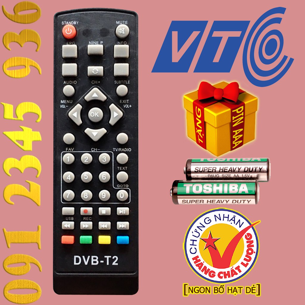 Điều khiển DVB-T2, VTC cho đầu kỹ thuật số TvBox VTC DVB-T2, VTC-T201, T203, T205, T206. (Mẫu số 5)