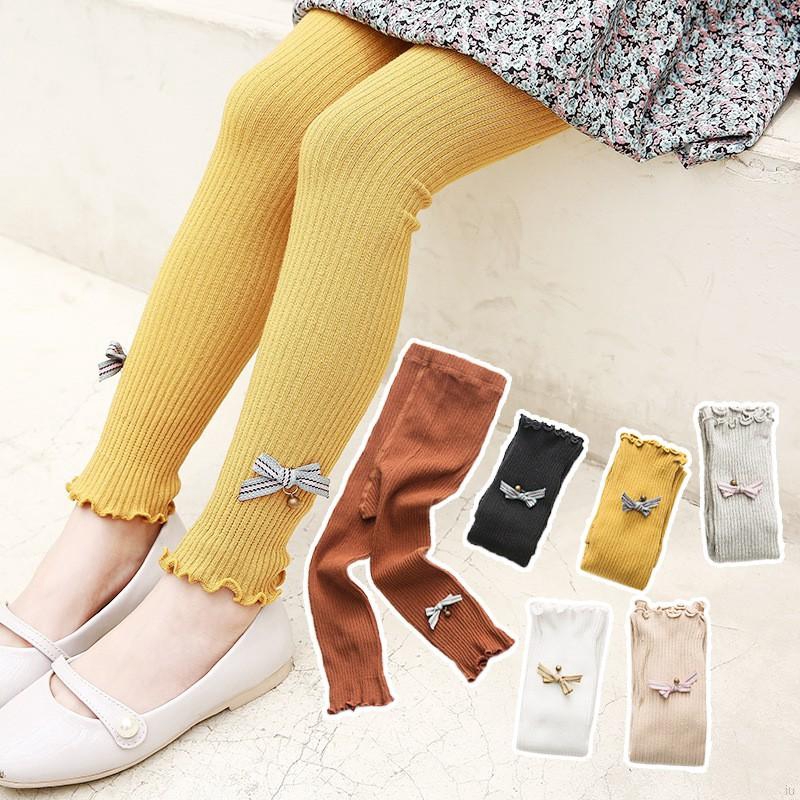 Quần Legging Giữ Ấm Phối Nơ Đáng Yêu Cho Bé Gái