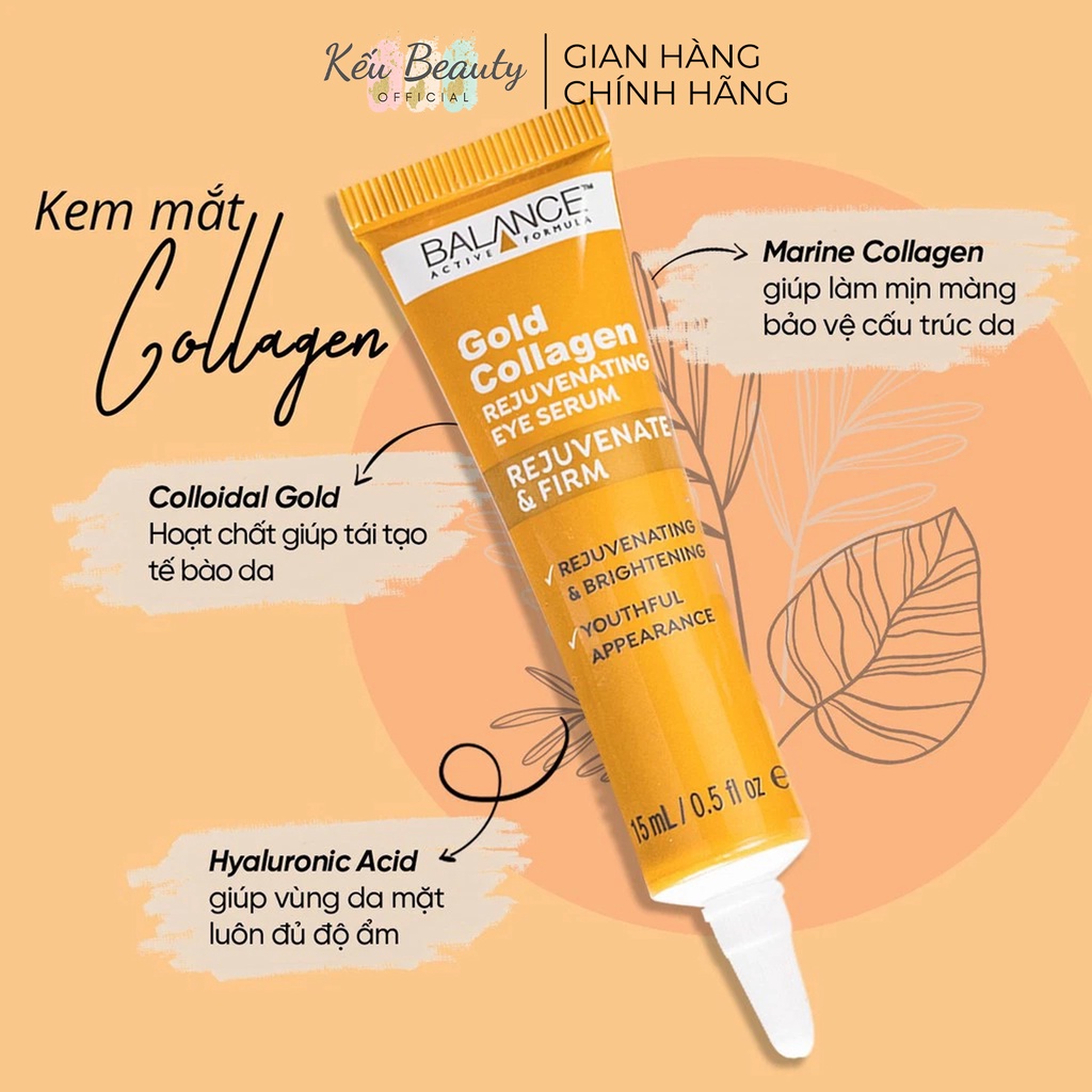 Serum Tái Tạo Và Dưỡng Da Mắt Balance Active Formula Gold Collagen Rejuvenating eye 15ml