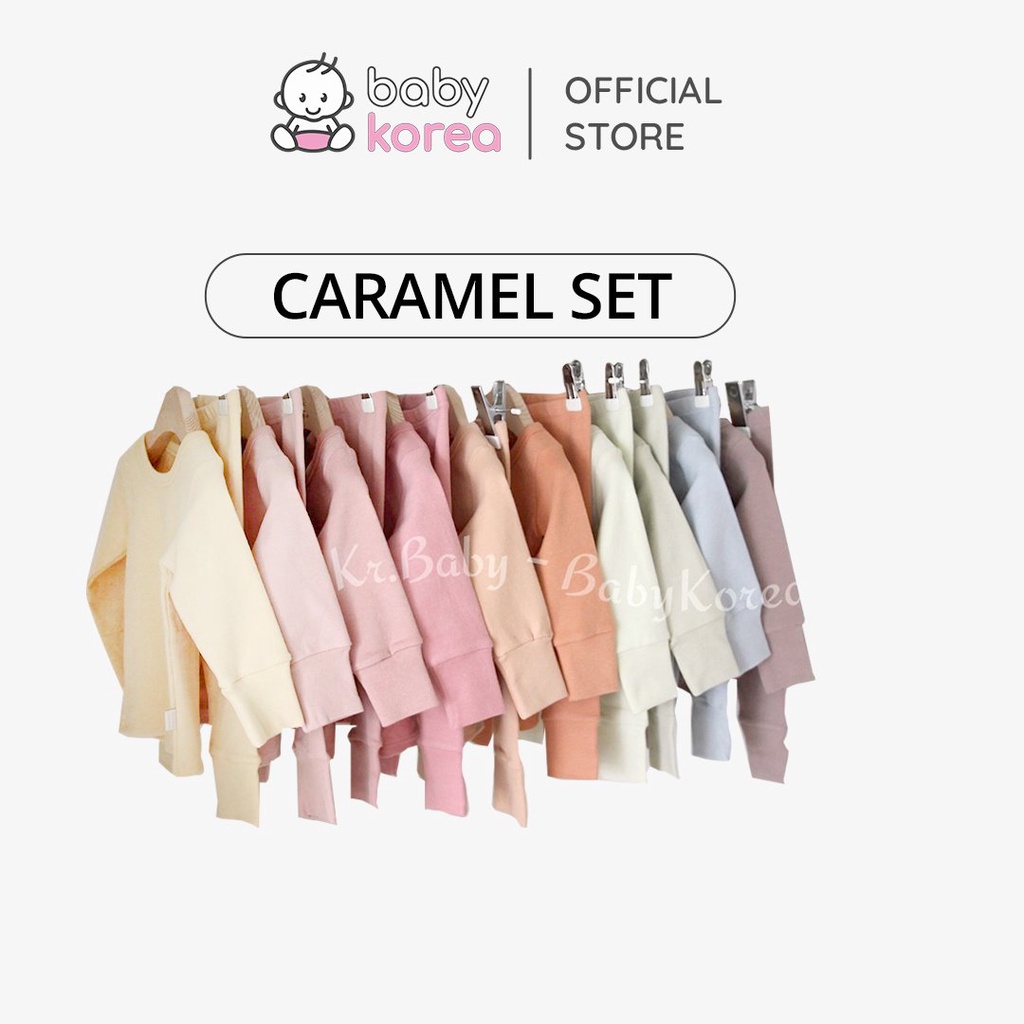 Bộ áo kèm quần trơn giữ nhiệt Caramel Made in Korea cho bé trai bé gái chính hãng Hàn Quốc thời trang trẻ em BABYKOREA