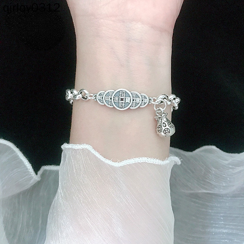 Vòng Tay Bạc sterling s925 Mặt Năm Đồng Xu May Mắn Cho Cặp Đôi