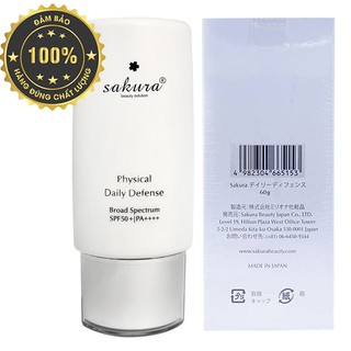 Nhũ tương chống nắng vật lý Sakura Physical Daily Defense SPF 50+ PA ++++ 60g