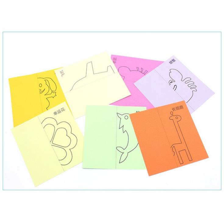 Bộ giấy thủ công tập cắt tặng kèm KÉO AN TOÀN cho bé