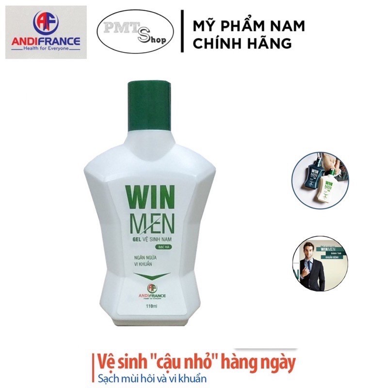 Gel vệ sinh nam Winmen 110ml - khử mùi, kháng khuẩn, giữ ẩm hương bạc hà mát lạnh, hương locarno