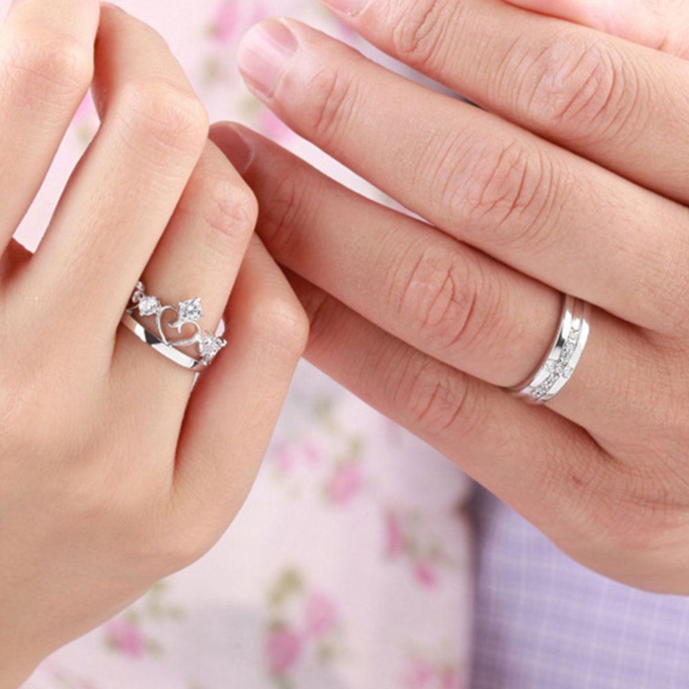 BACK2LIFE 1 Cặp Nhẫn Đôi Khắc Chữ Her and His