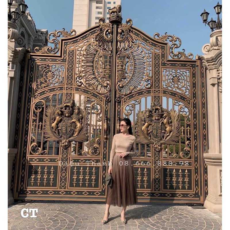 CHÂN VÁY LƯỚI DÀI PHA MÀU MS20010