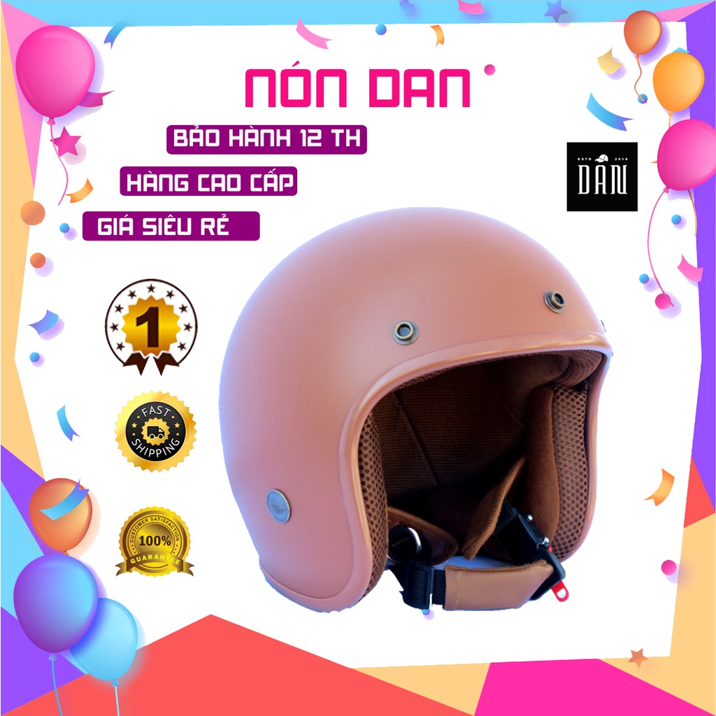 Nón Bảo Hiểm 3/4 - Xanh Rêu Viền Nâu .