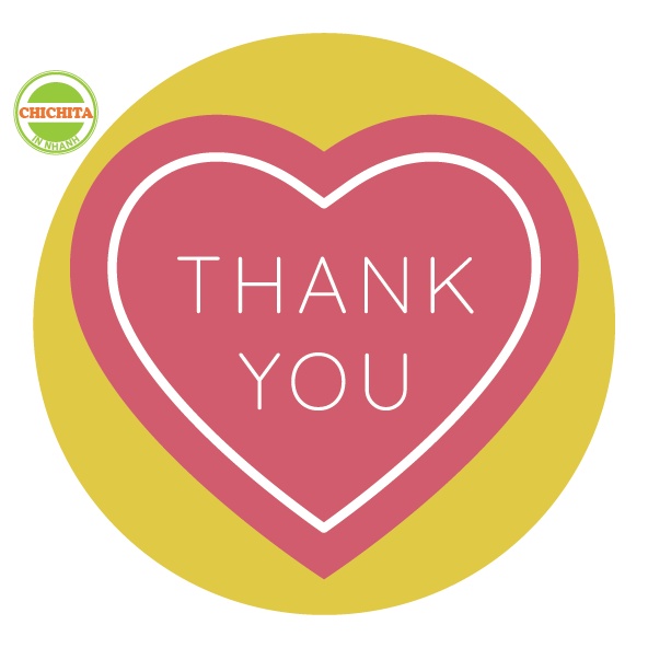 [Giá Tại Xưởng] TEM giấy chữ 'Thank you' 3cm (set =63c), 4cm (set=33c), 5cm (set=20c) sẵn hàng