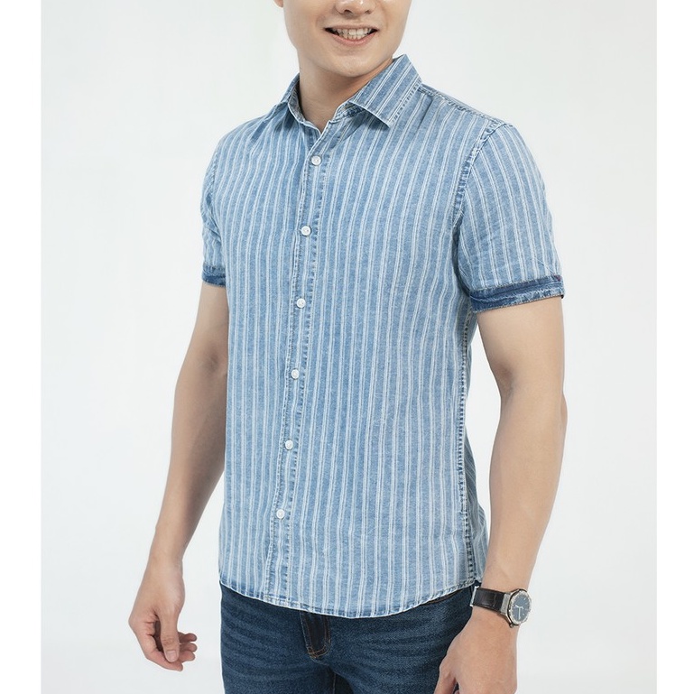 Áo Sơmi Nam Genviet Thô Kẻ Sọc T3321L1585