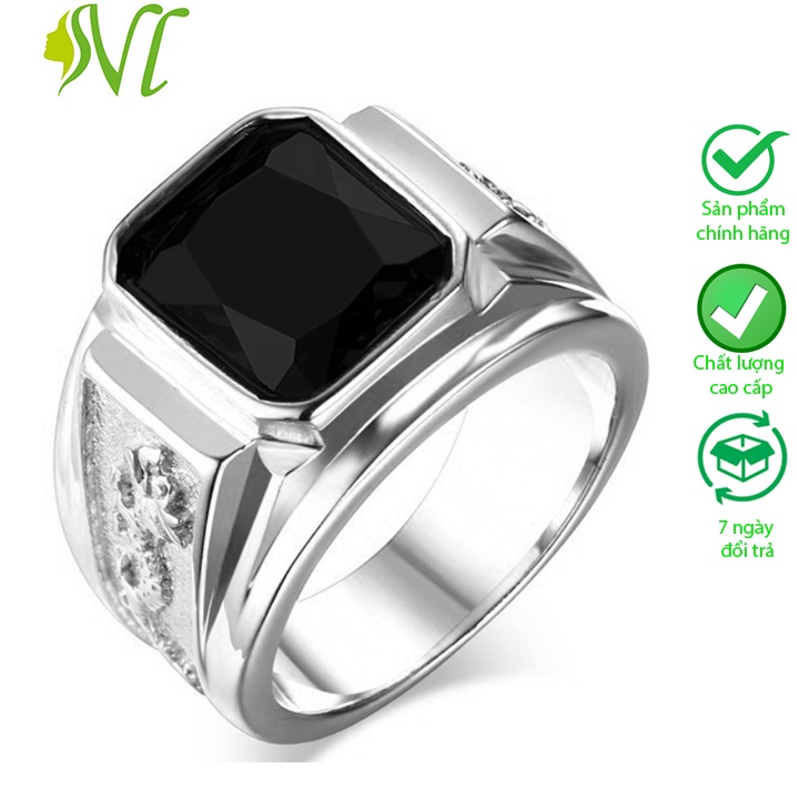 Nhẫn nam đính đá chạm rồng ngầu Người Đẹp Vì Lụa không đen không gỉ xài nước tốt