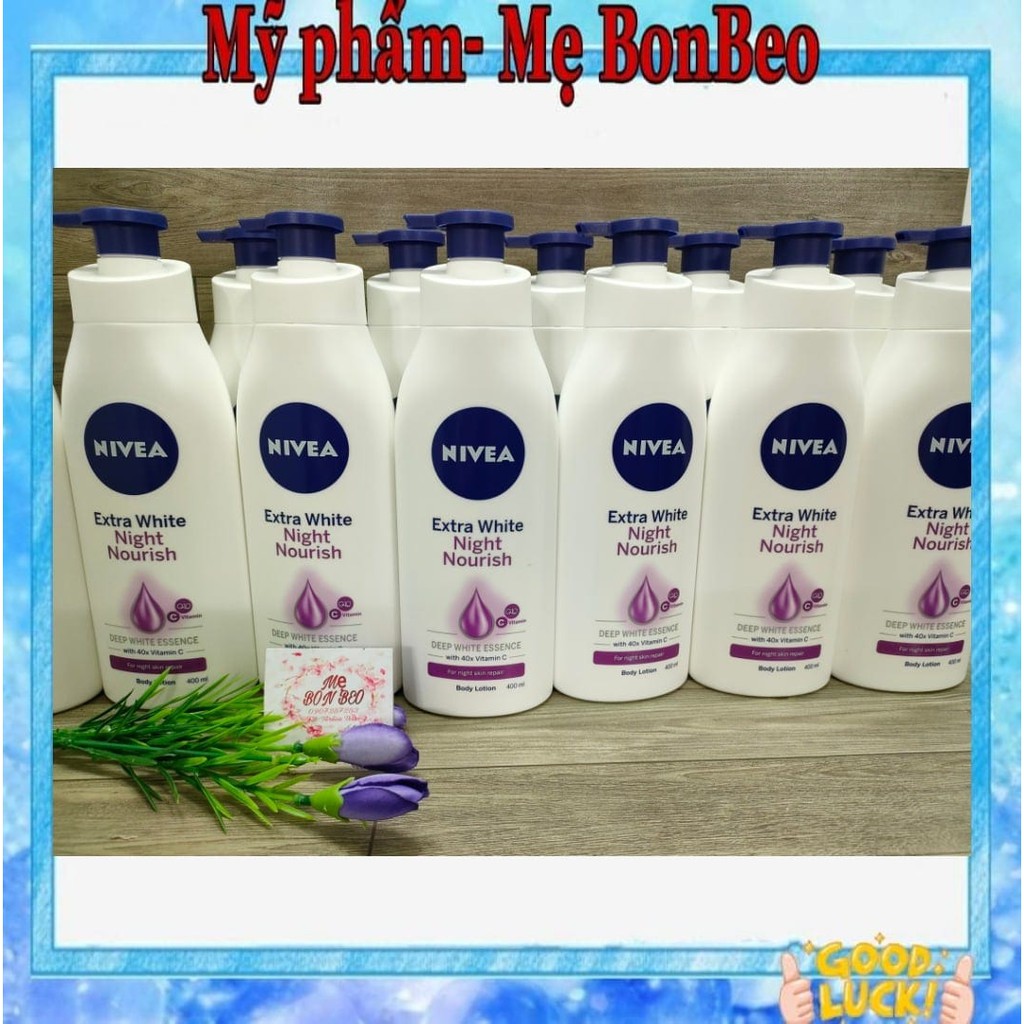 Sữa dưỡng thể dưỡng trắng Nivea phục hồi và săn chắc ban đêm 400ml