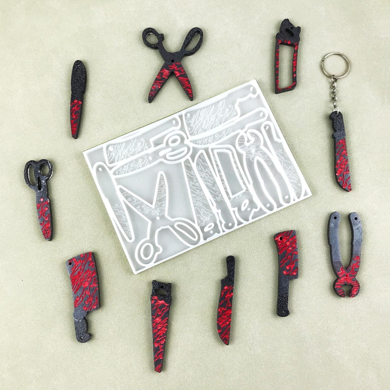 Khuôn Silicone Làm Mặt Dây Chuyền Hình Cây Kéo DIY