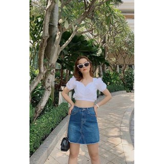 Áo croptop tim tay phồng