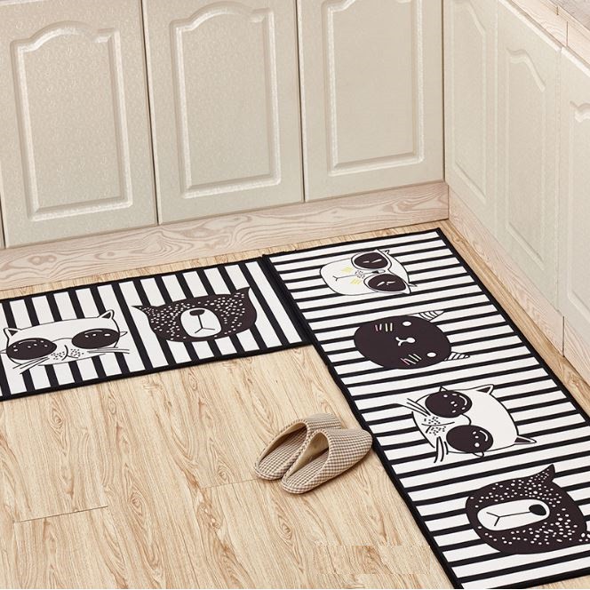 Thảm bếp 3D mèo đeo kính (size 40*60 + 40*120)