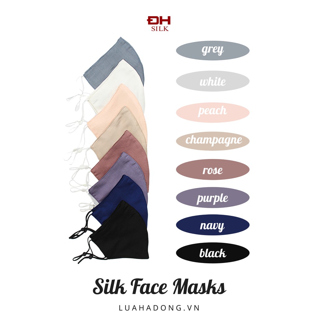 Combo 3 Khẩu Trang Lụa 100% Cao Cấp 2 Lớp, Siêu Mát, Bảo Vệ Da Chống Lão Hóa (có 9 màu)