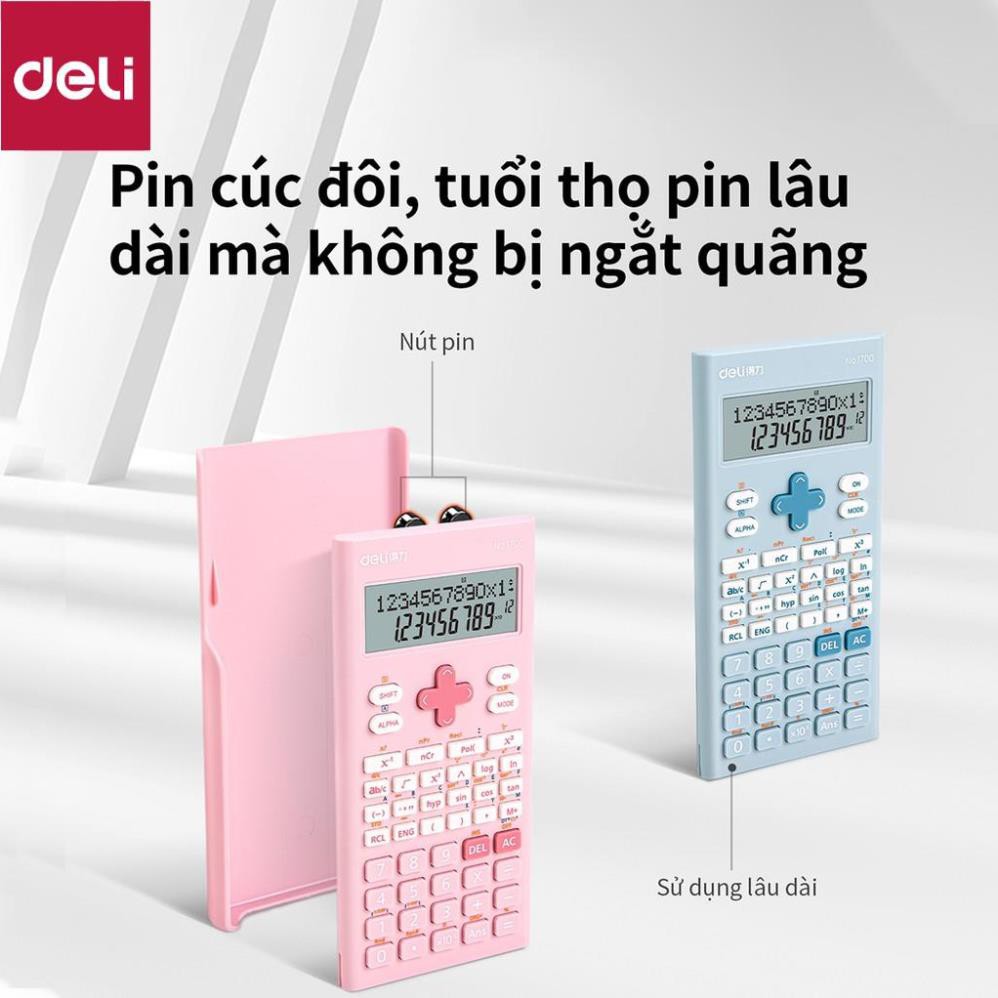 Máy tính kỹ thuật học sinh Deli -Xanh/ Hồng/ Trắng - 1700 [Deli]