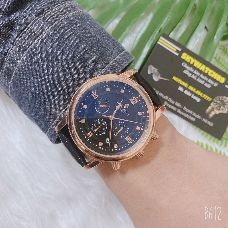 Đồng hồ Nam PT 8989 dây da mềm, chạy 6kim pin kim trôi kính chống xước, thẻ bảo hành 12 tháng - Patek | BigBuy360 - bigbuy360.vn