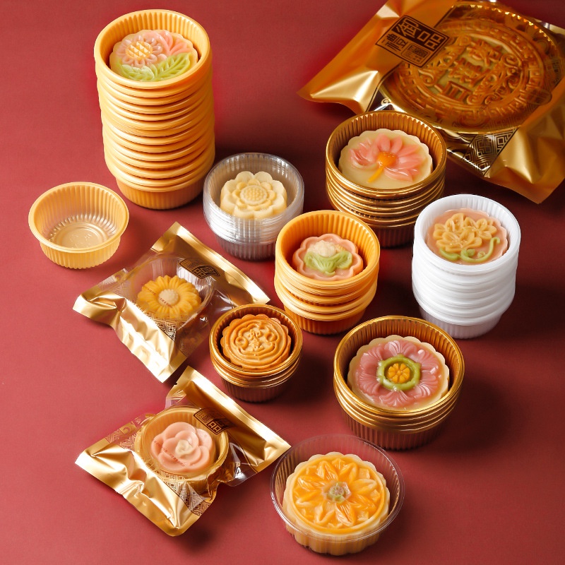 Set 100 Giá Đỡ Bánh Trung Thu Hình Tròn / Lòng Đỏ Trứng Handmade Bằng Nhựa Tiện Lợi Dành Cho Tiệc Cưới