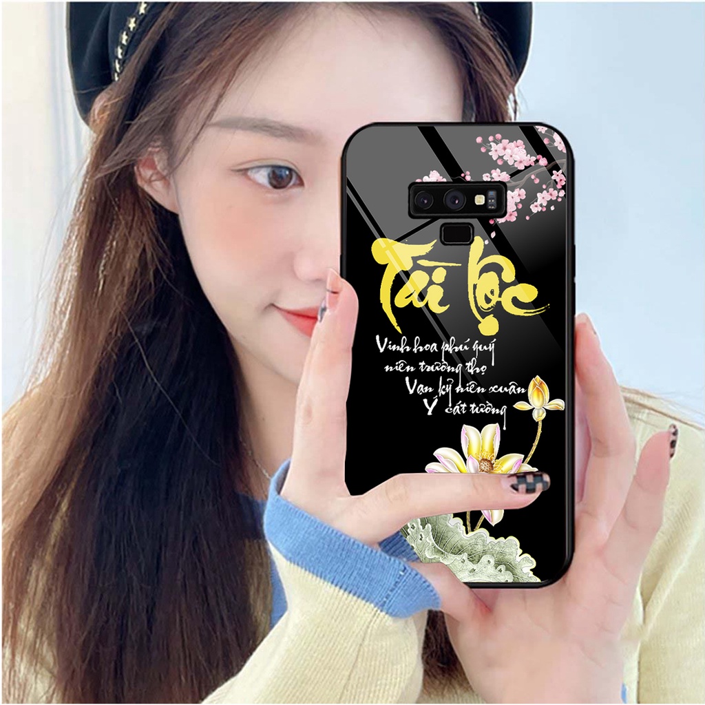 Ốp lưng KÍNH Samsung Galaxy NOTE 9 in hình 3D TÀI LỘC-TÂM AN -MÃ ĐÁO