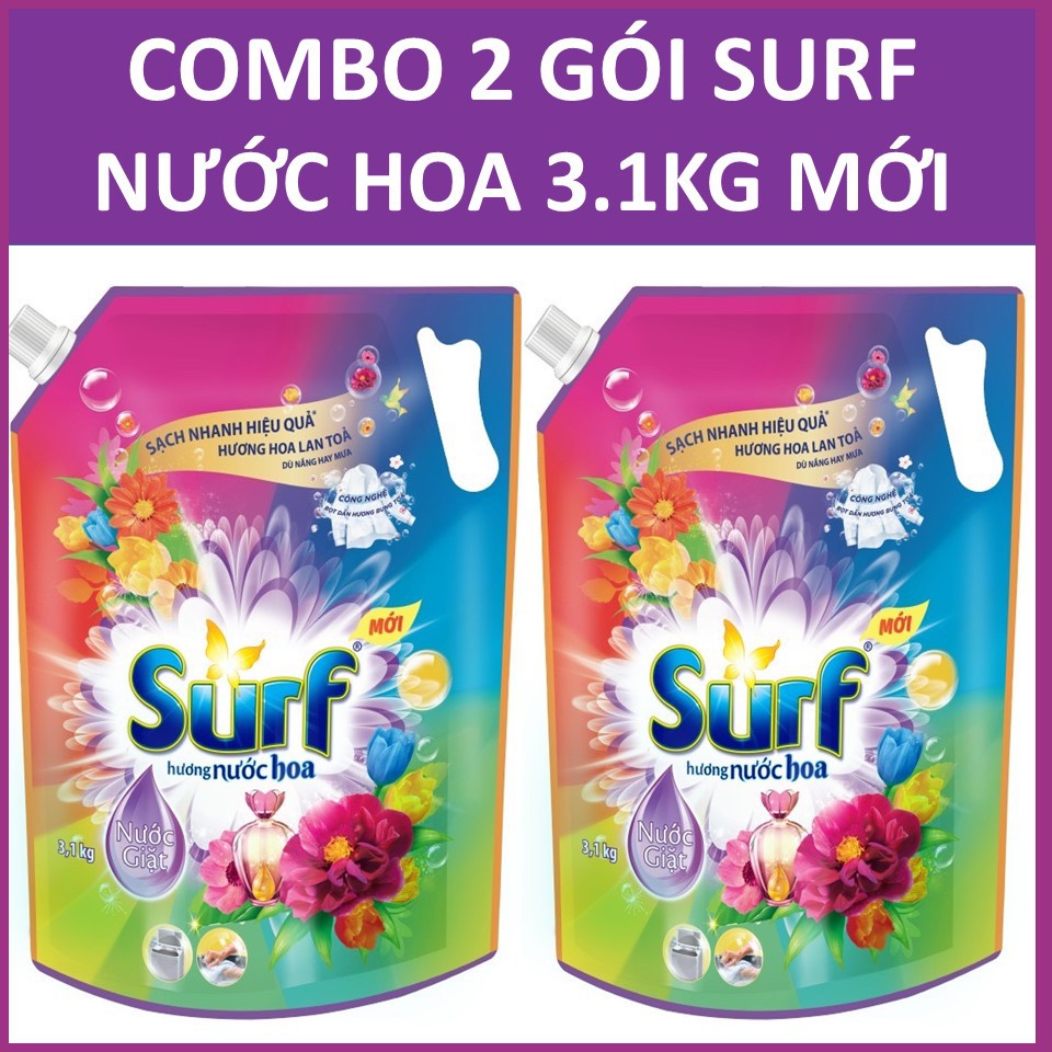 COMBO 02 Nước giặt Surf Hương Nước hoa Túi 3.1Kg