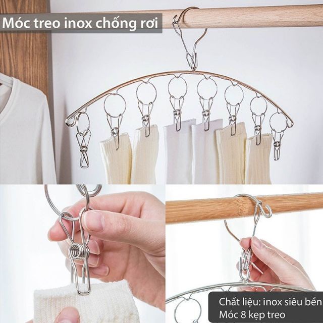 Móc inox phơi quần áo đa năng