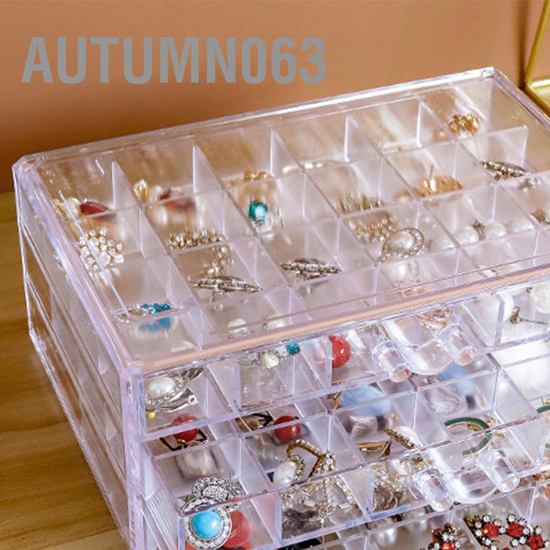 Hộp đựng đồ trang sức trong suốt 72 lưới trưng bày bông tai chống bụi cho phụ nữ Autumn063