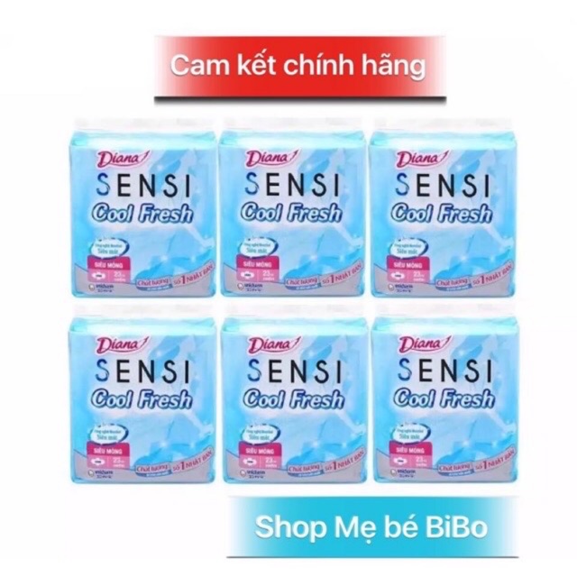 Combo 6 gói Băng vệ sinh Diana Sensi Cool siêu mỏng cánh 8 miếng