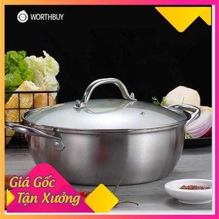 Nồi nấu lẩu 💖Giá Tốt💖 Nồi lẩu 2 ngăn 32cm, dùng được cho bếp điện từ 9108